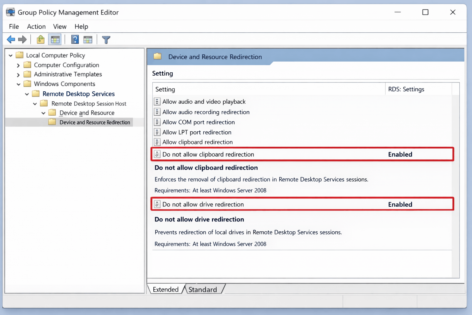 RDP Session Security: Disable Clipboard and Drive Redirection Safely
