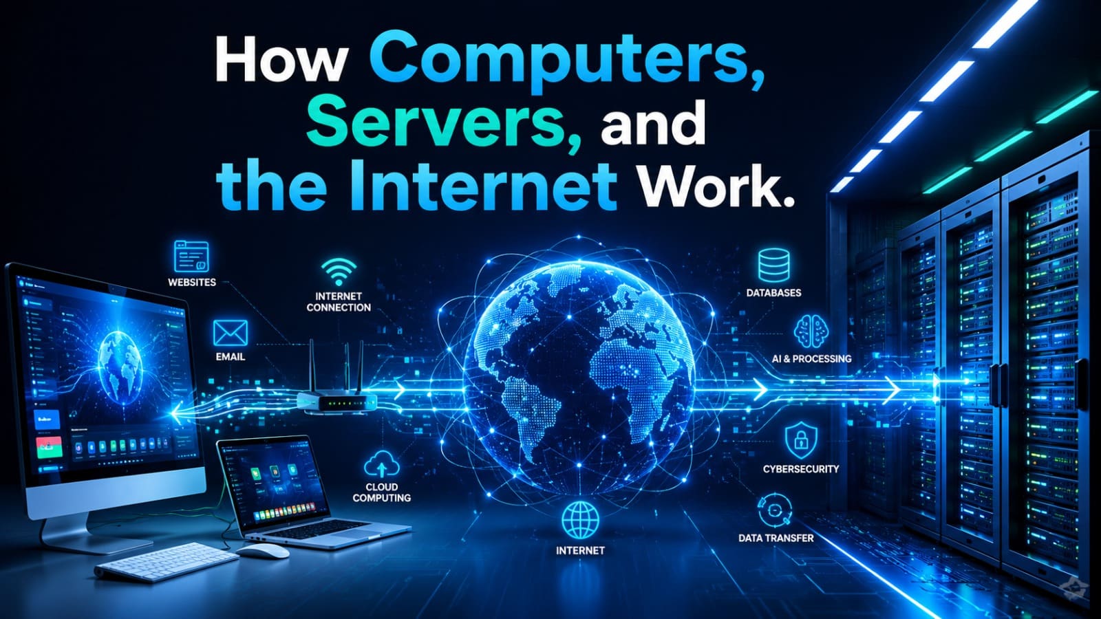 How Computers, Servers, and the Internet Work Diagram