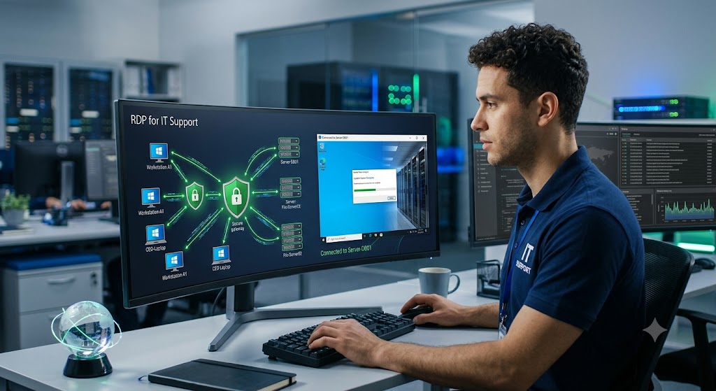 RDP for IT Support connecting IT administrators to Windows computers and servers remotely